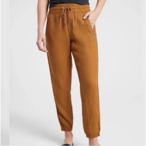 Athleta Brown Cabo Linen Joggers in Rust